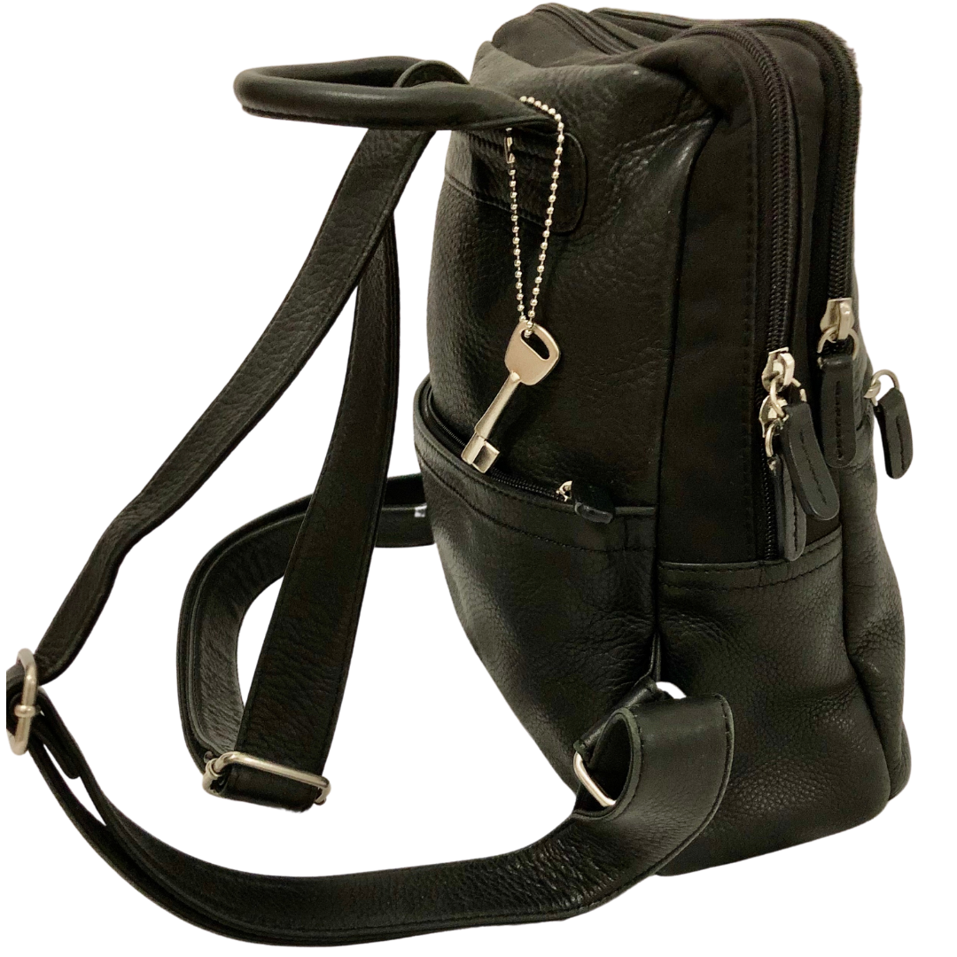 fossil black leather backpack