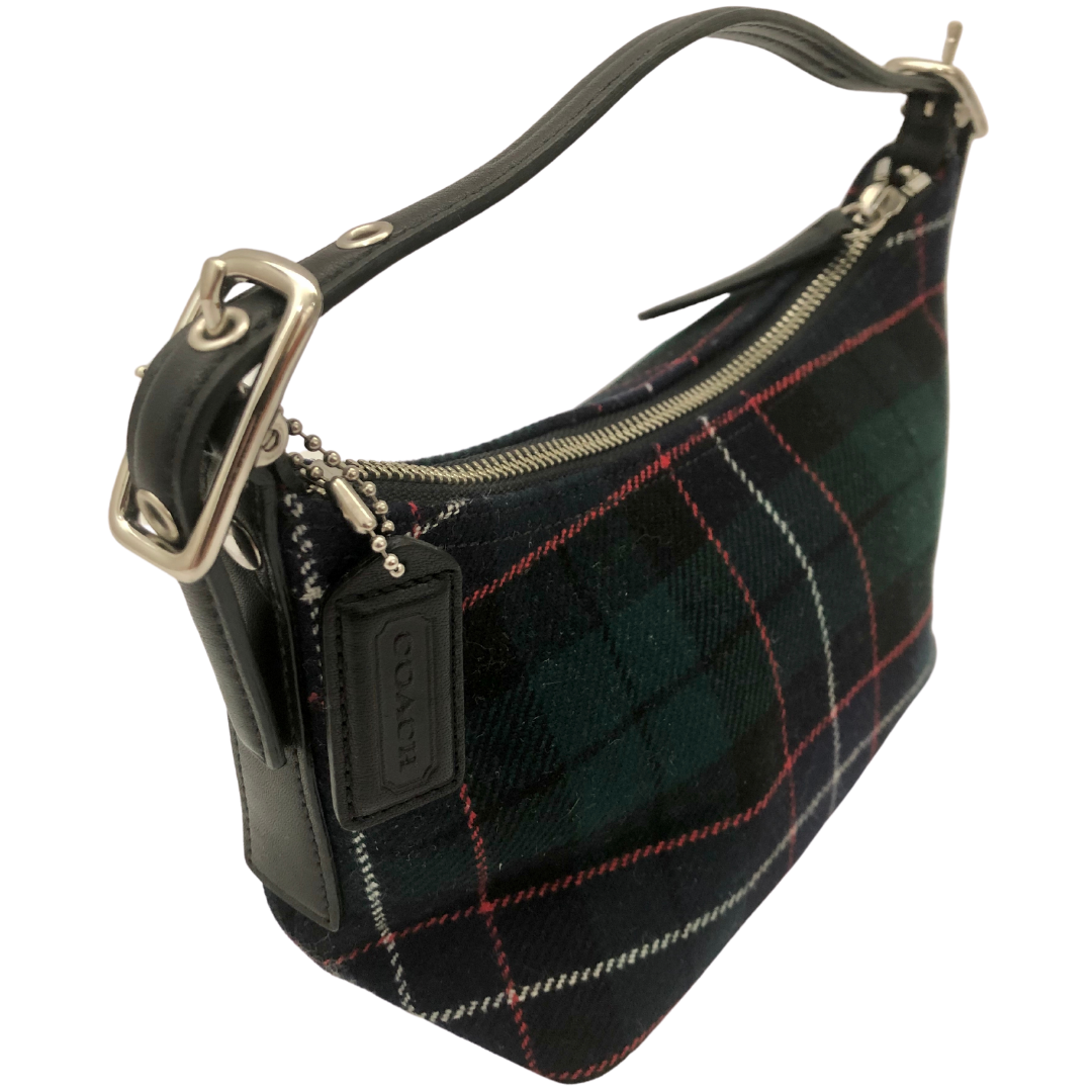 COACH Plaid with Black Leather Purse 8938