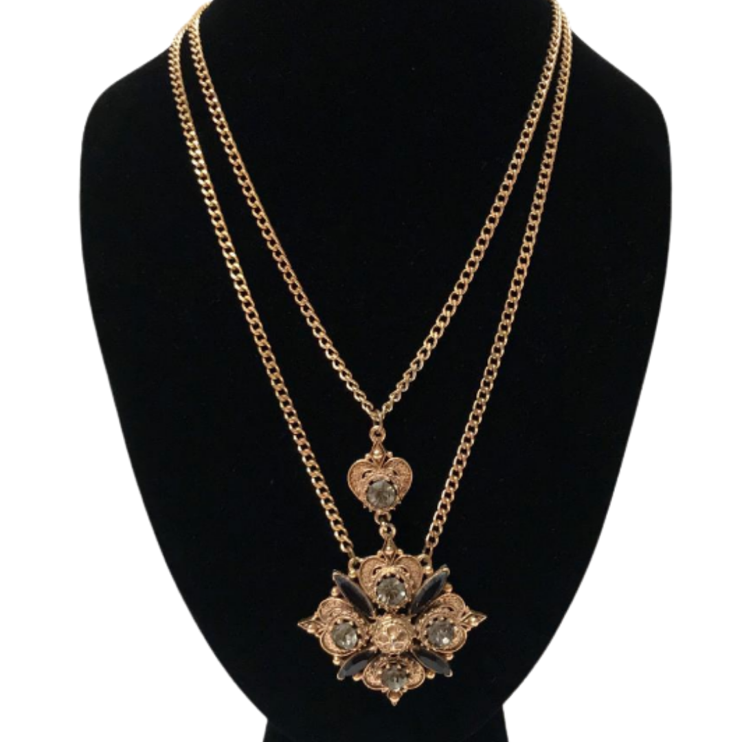Florenza Double Chain Maltese Cross Pendant Necklace
