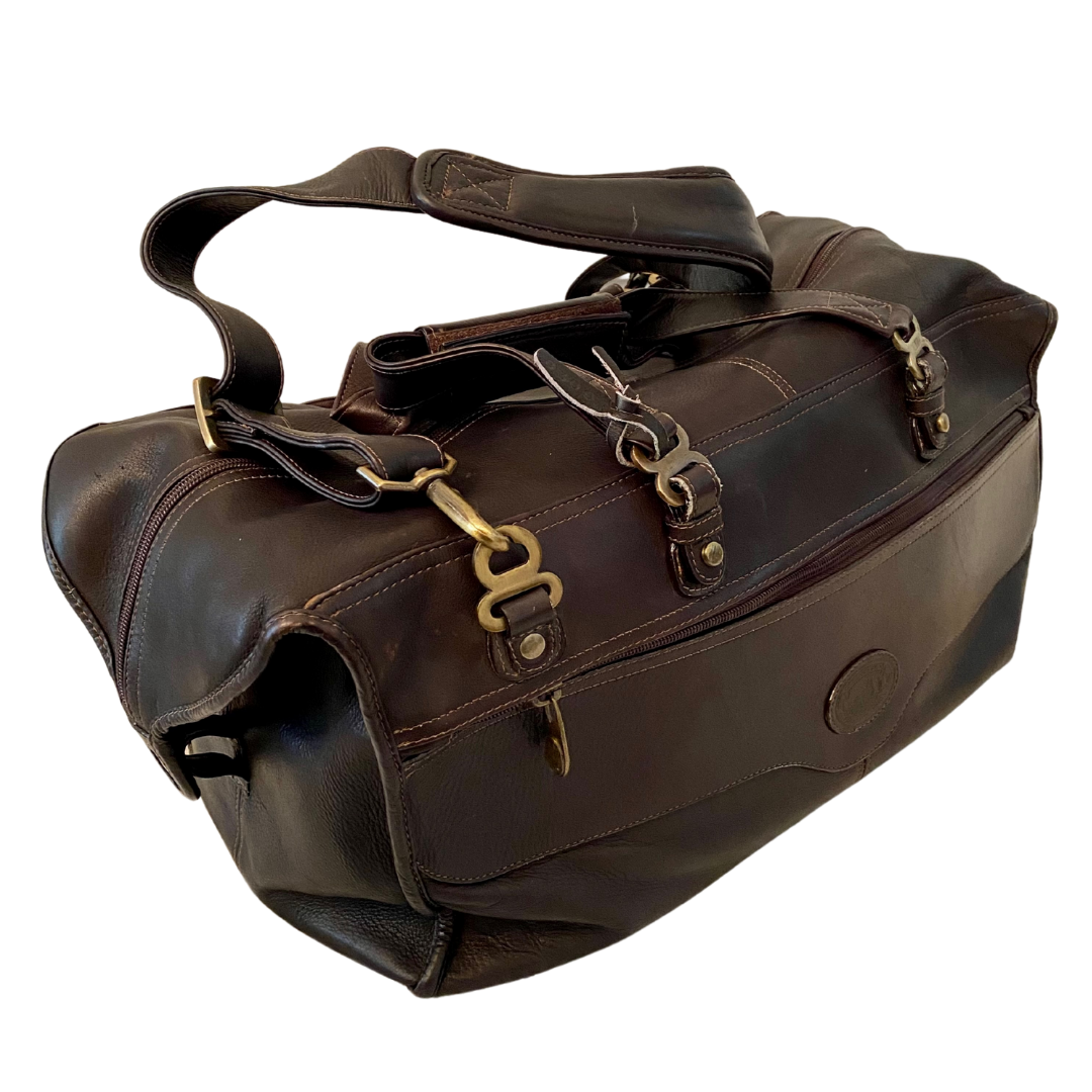 Santa Fe Large Leather Cabin Travel Duffle Bag with Brass Accents