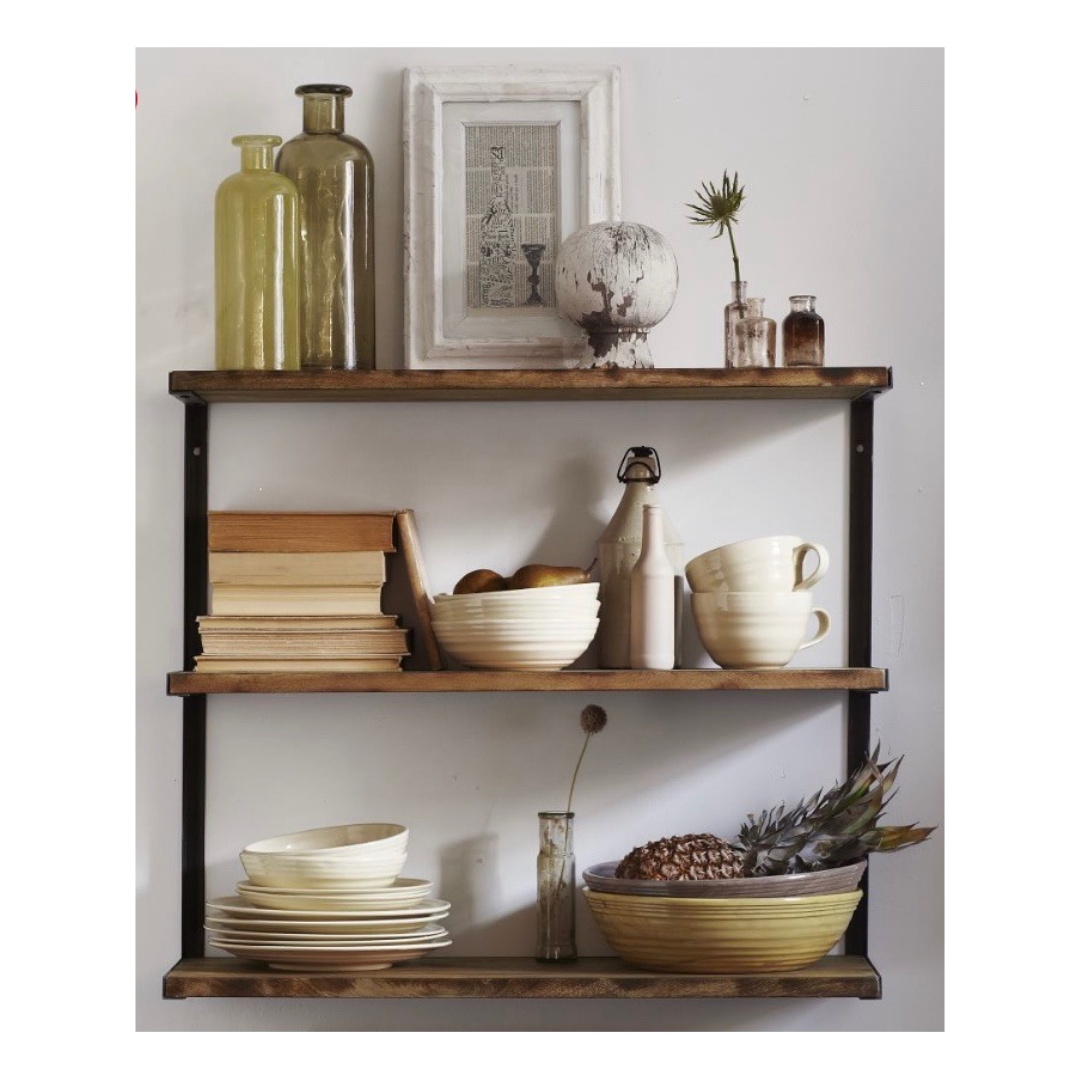 West Elm LBeam Industrial Wood & Metal Wall Shelf