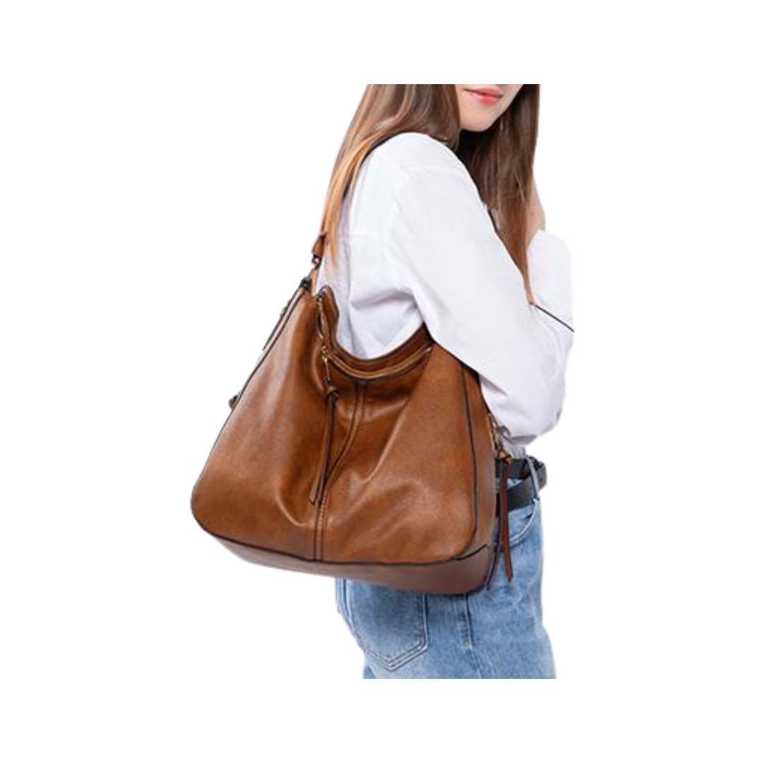Realer Crossbody Faux Leather Large Tote Bag