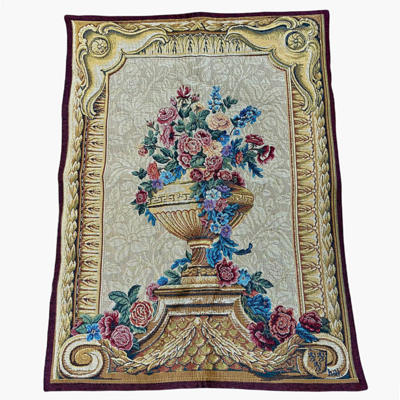 Point Des Meurins Wall Tapestry 5216 Vase Chambord Creme Made In France