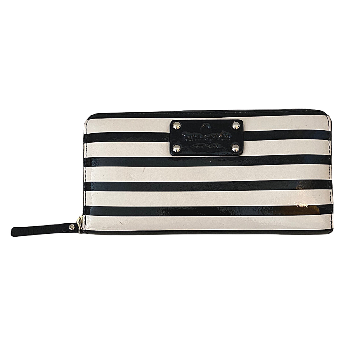 Kate Spade New York Striped Patent Leather Zip-Around Wallet