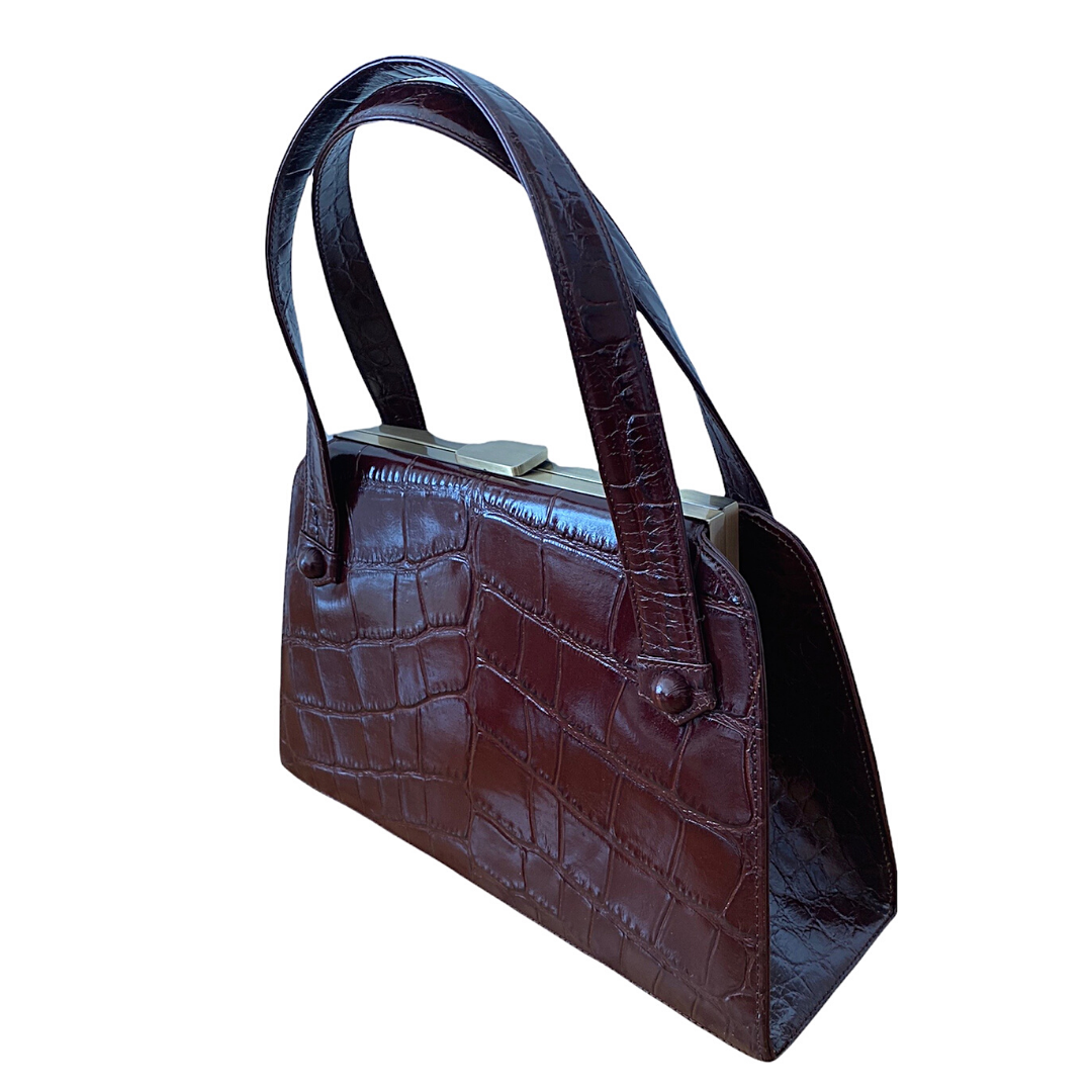 NORDSTROM Genuine Leather Crocodile Embossed Handbag