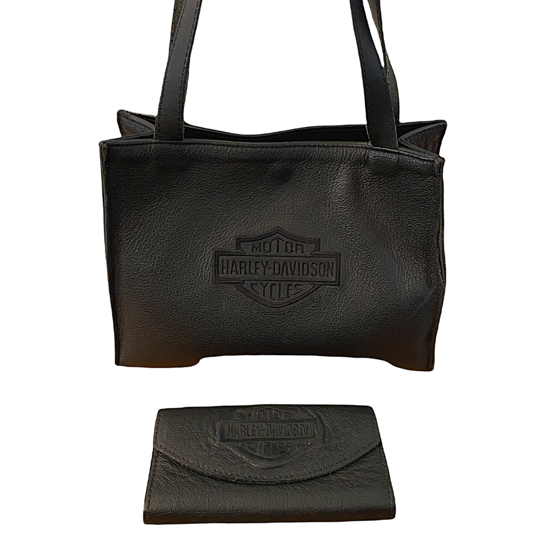 Harley-Davidson Leather Shoulder Handbag & Wallet Set