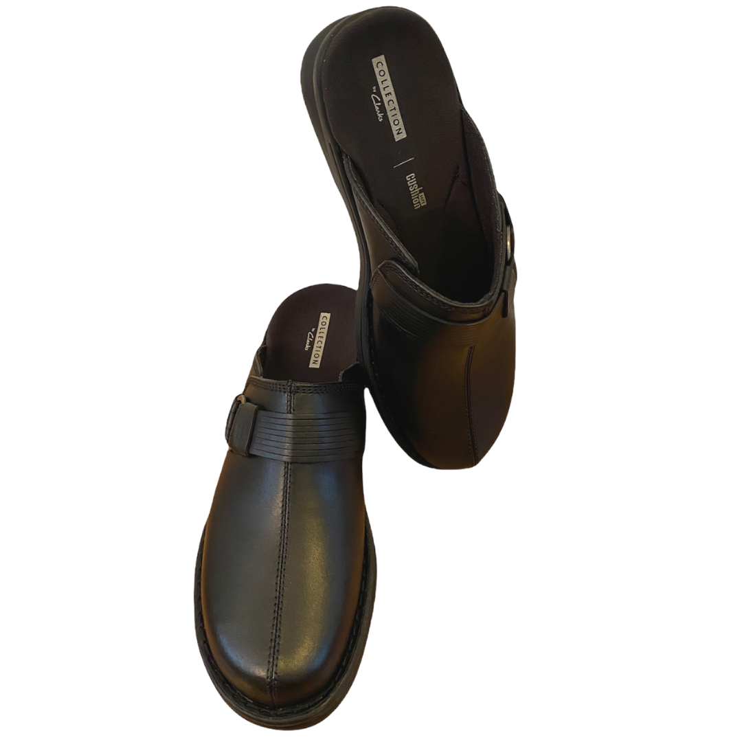 Clarks® Patty Lorene Black Leather Clog Women's Size 8