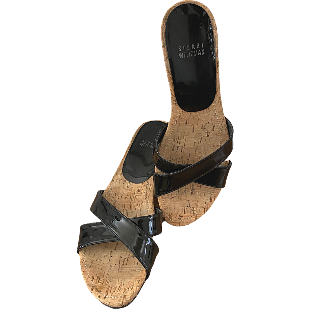 STUART WEITZMAN Patent Leather Slip-On Sandal Women's Size 8