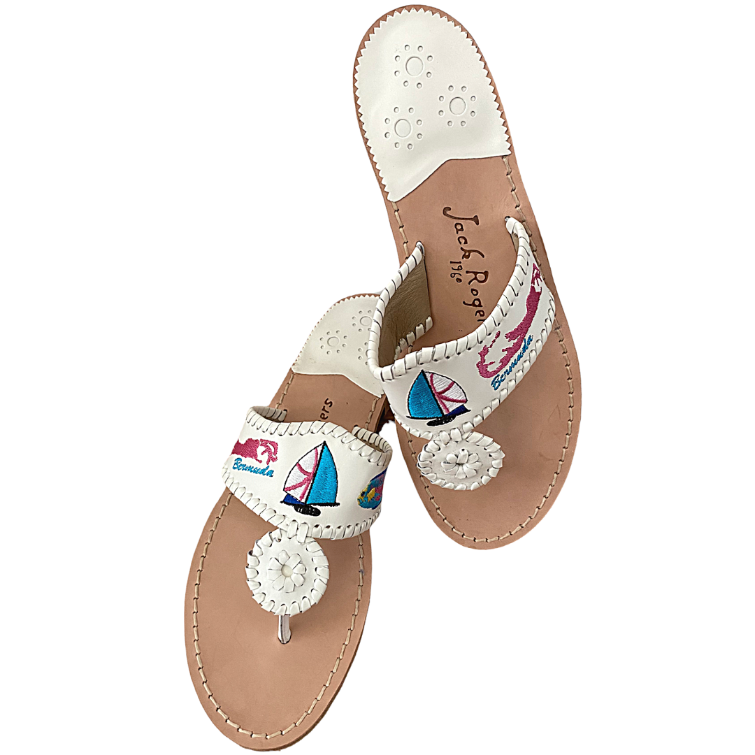 Jack Rogers 1960 Bermuda Embroidered Sandal Women's Size 9
