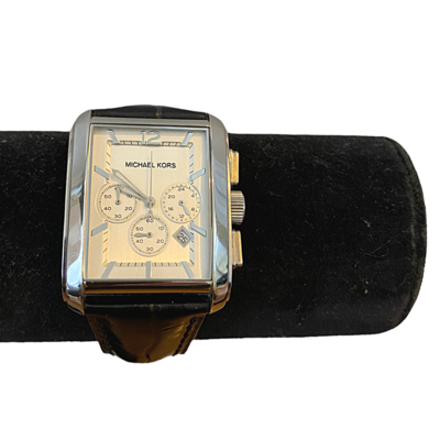 Michael Kors Leather Chronograph Silver Dial Men's Watch MK5114