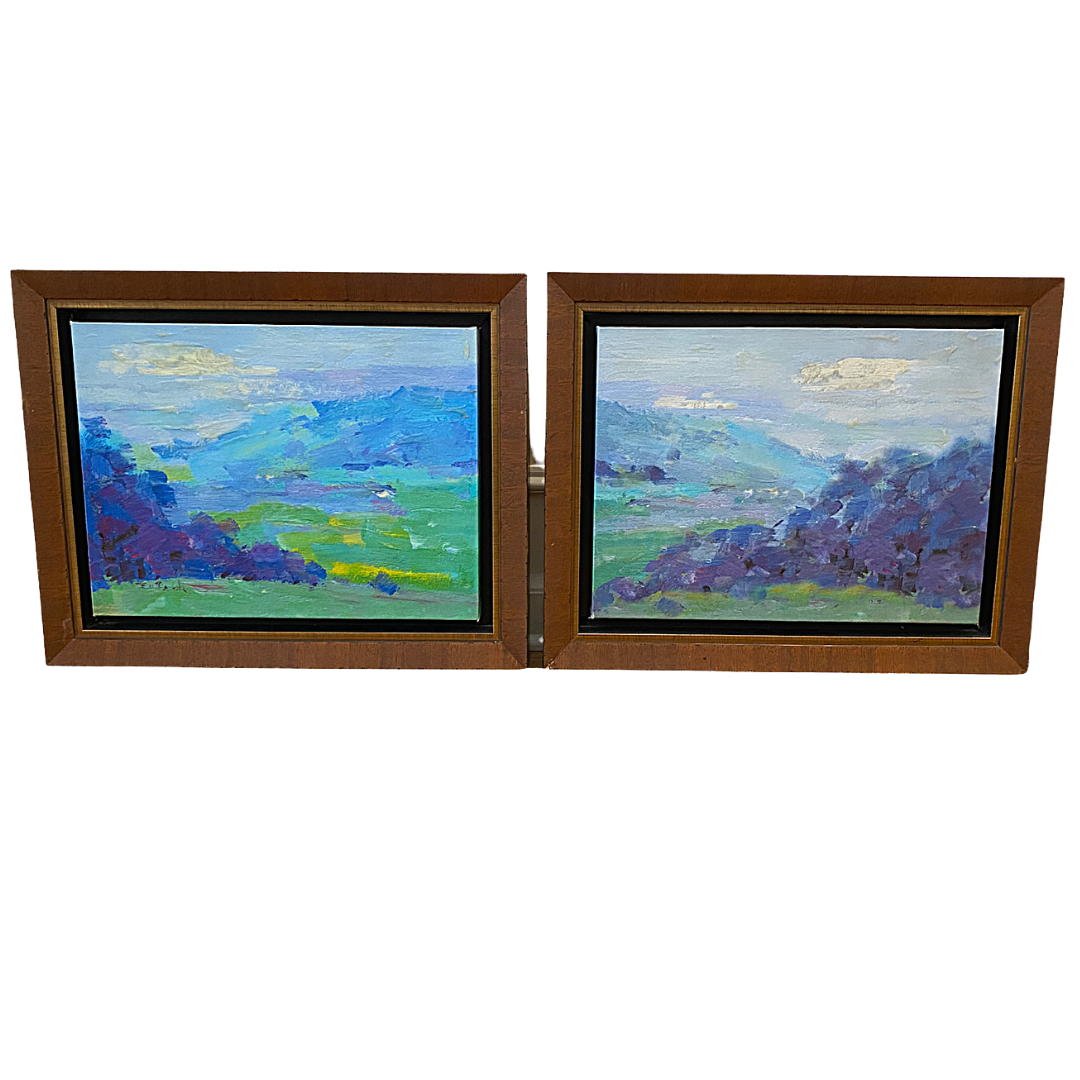 John-Richard Collection View From A Promontory l & ll Textured Giclee in Aged Maple Frame Set of 2