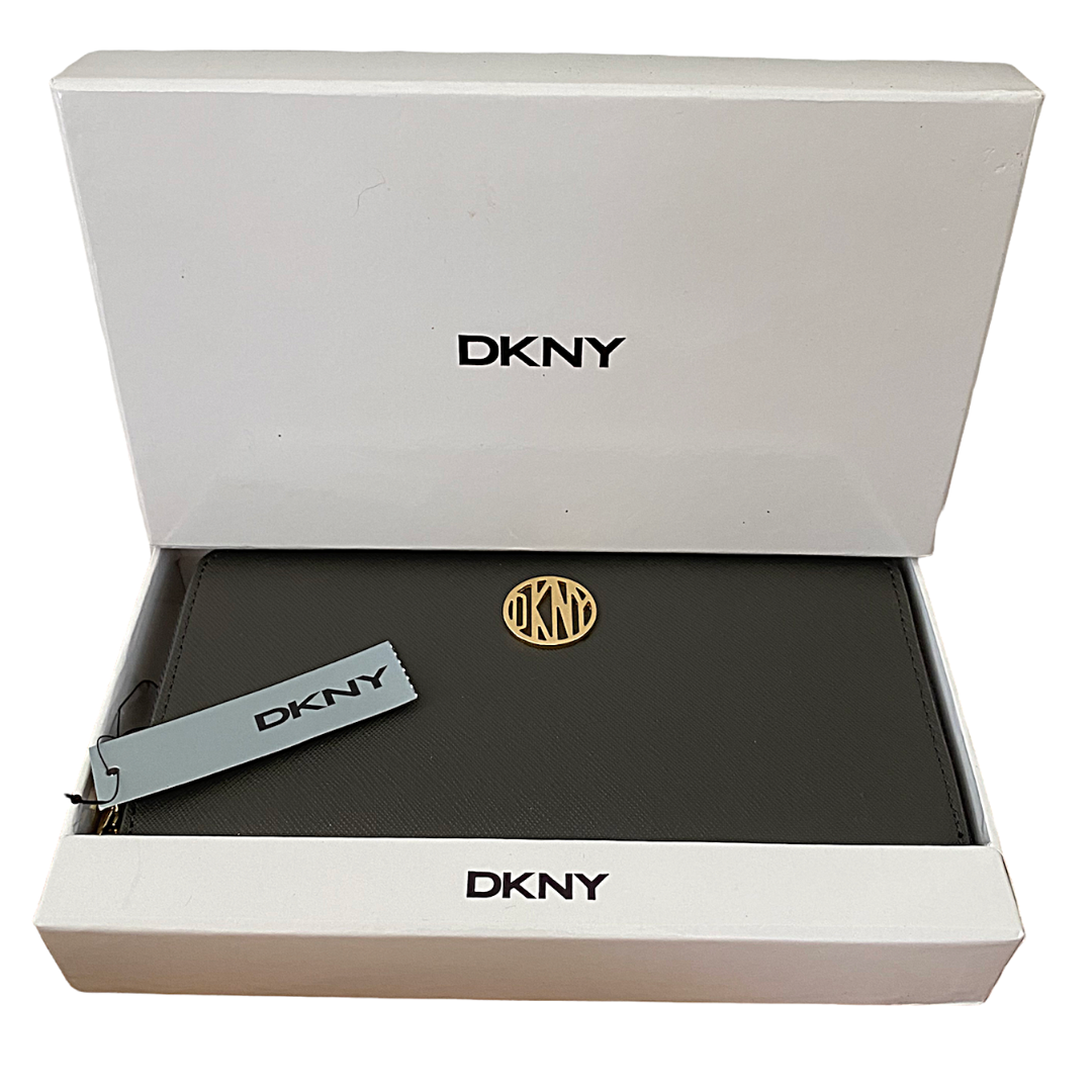 DKNY Saffiano Leather Zip Around Wallet & Gift Box