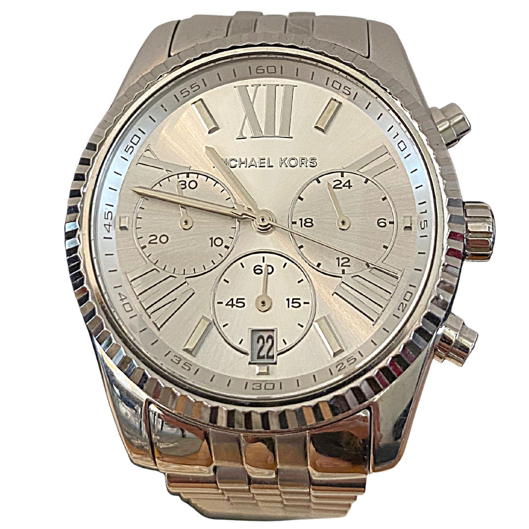Michael Kors Stainless Steel Chronograph Silver Watch MK5555 Women's