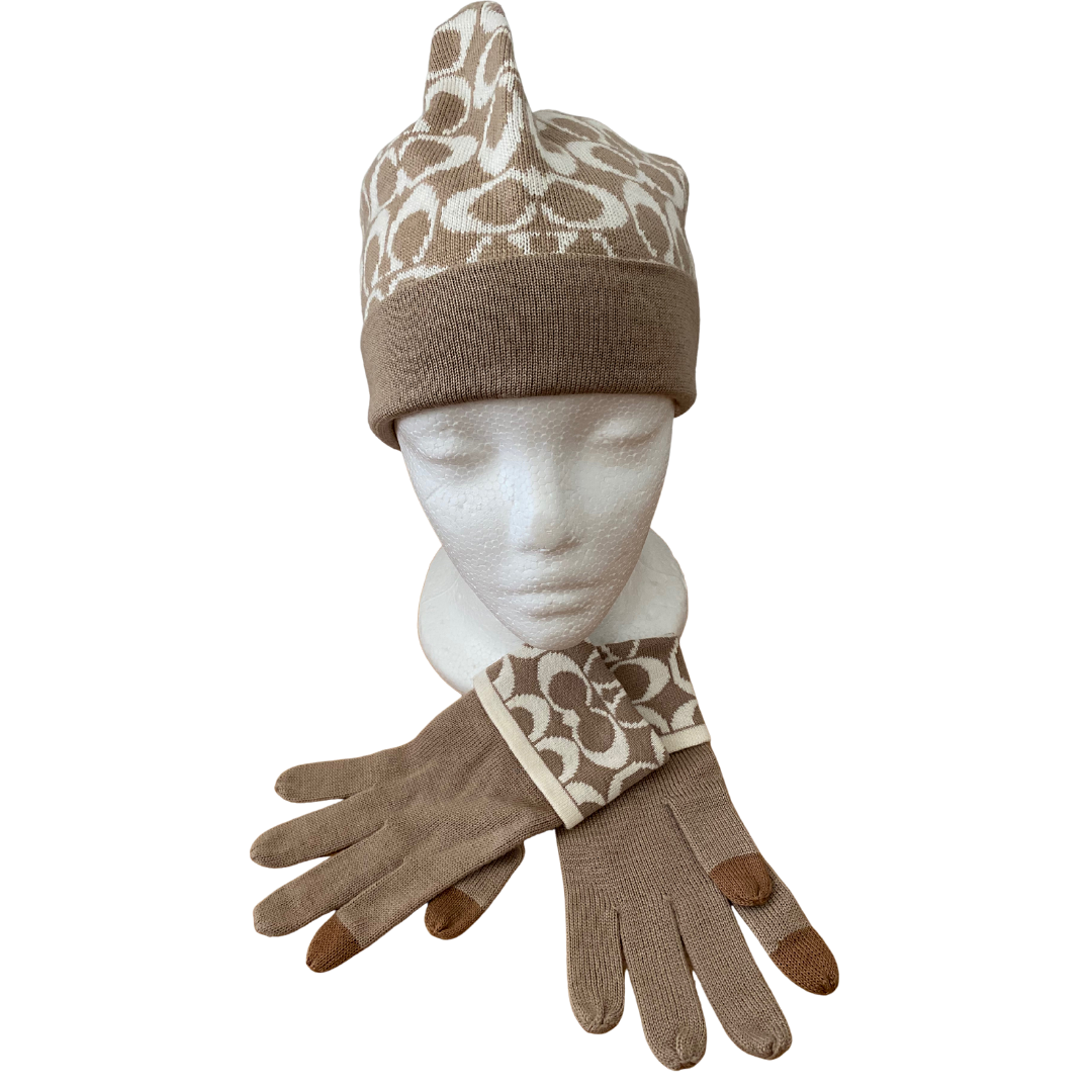 COACH Signature Logo Hat & Touch Glove Set