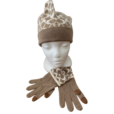 COACH Signature Logo Hat & Touch Glove Set