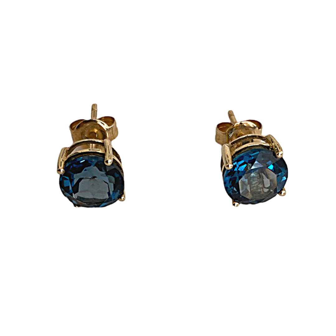 Blue Topaz 14K Gold Post Earrings