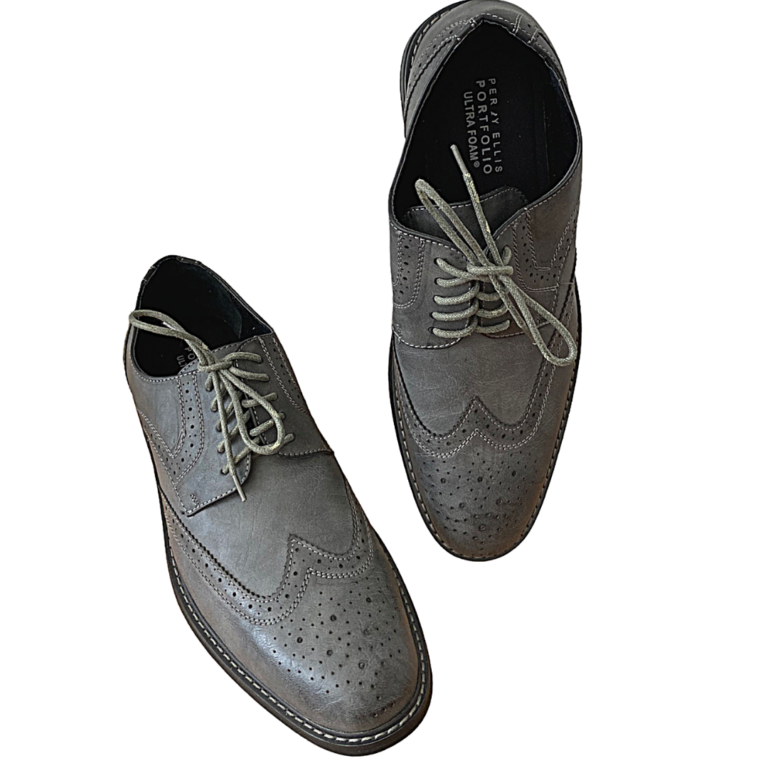 PERRY ELLIS Portfolio Ultrafoam Wingtip Shoe Men's Size 10.5