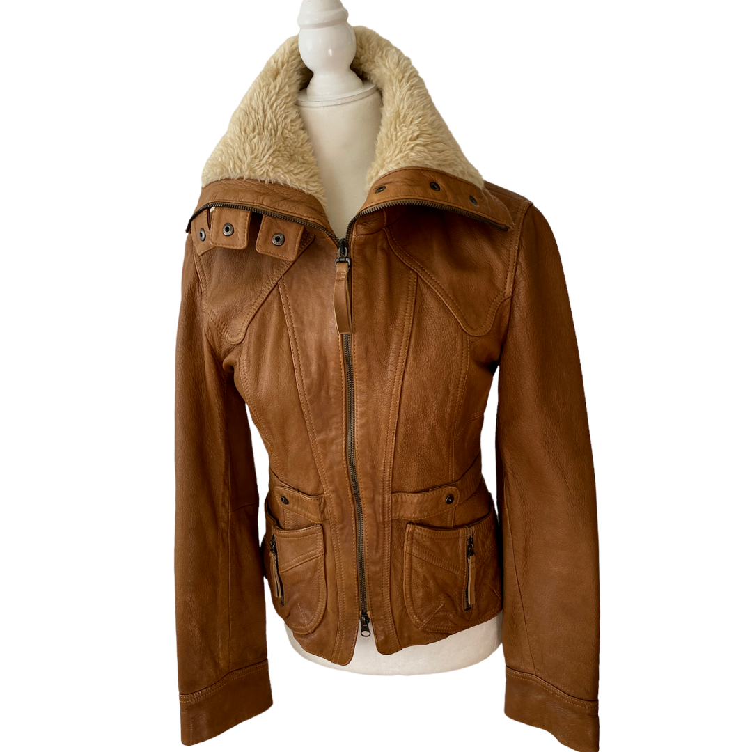 T & I Tristan & Iseut Lined Leather Jacket Women's Size Small