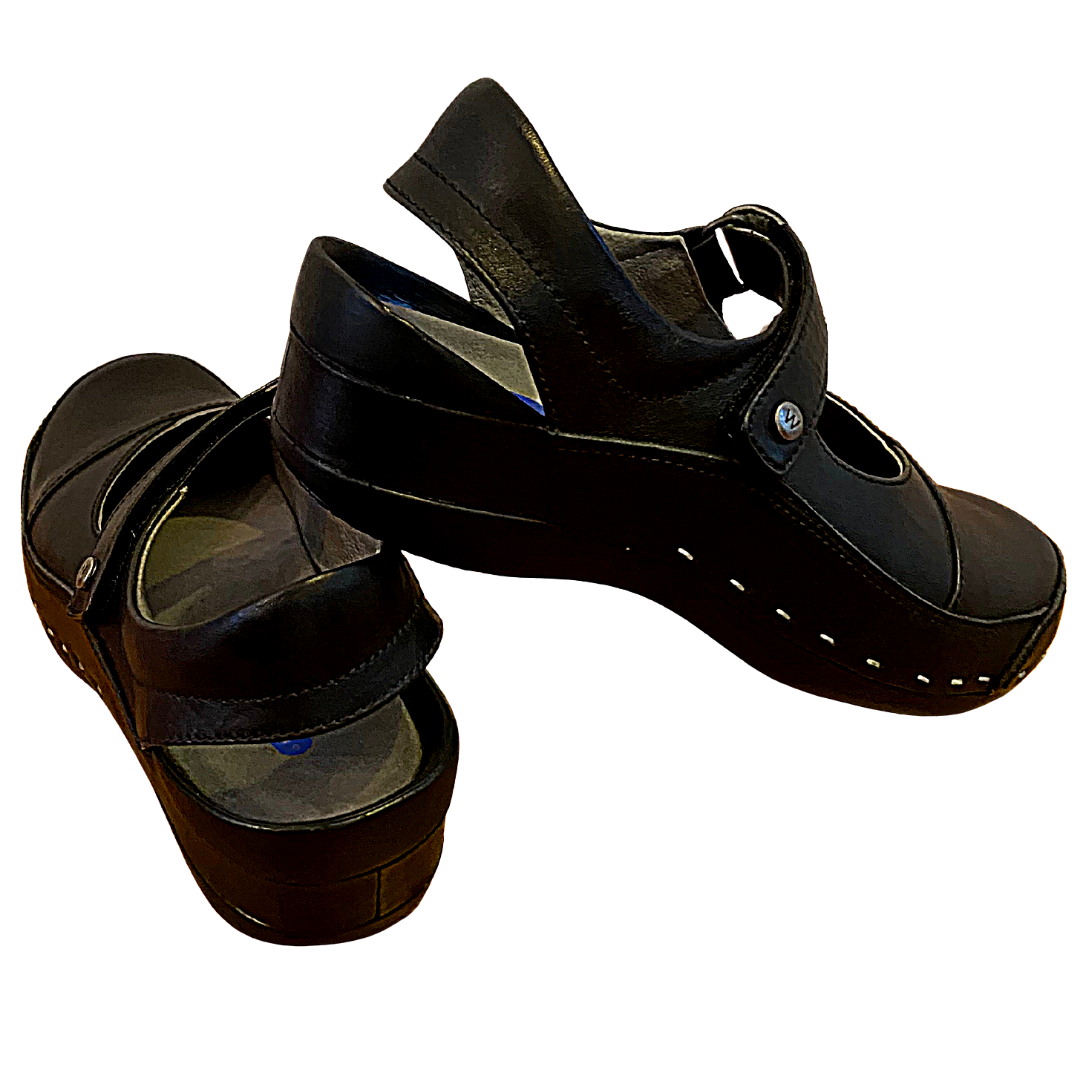 Wolky Strap-Cloggy Mighty Leather Black Shoe Women's Size EU39, EU40, EU43 US7.5-8, US8.5-9, US10.5-11