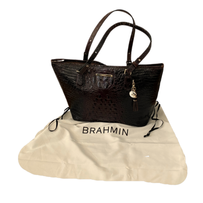 Brahmin Reptile Embossed Zip Top Tote Purse & Dust Bag