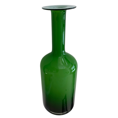 Otto Brauer Glass Blown Vase From Holmegaard Olive Green & White