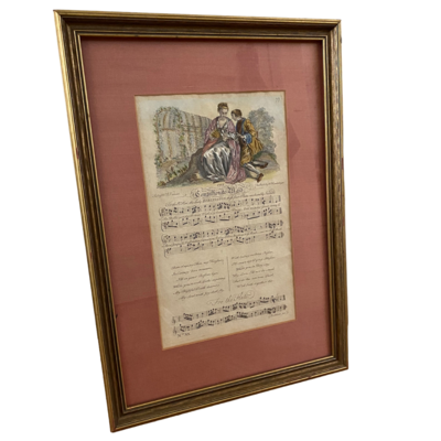 The Compassionate Maid Framed Hand Colored Set By R. Vincent & Words By Mr. Hundeshagen From George Bickham's "The Musical Entertainer"