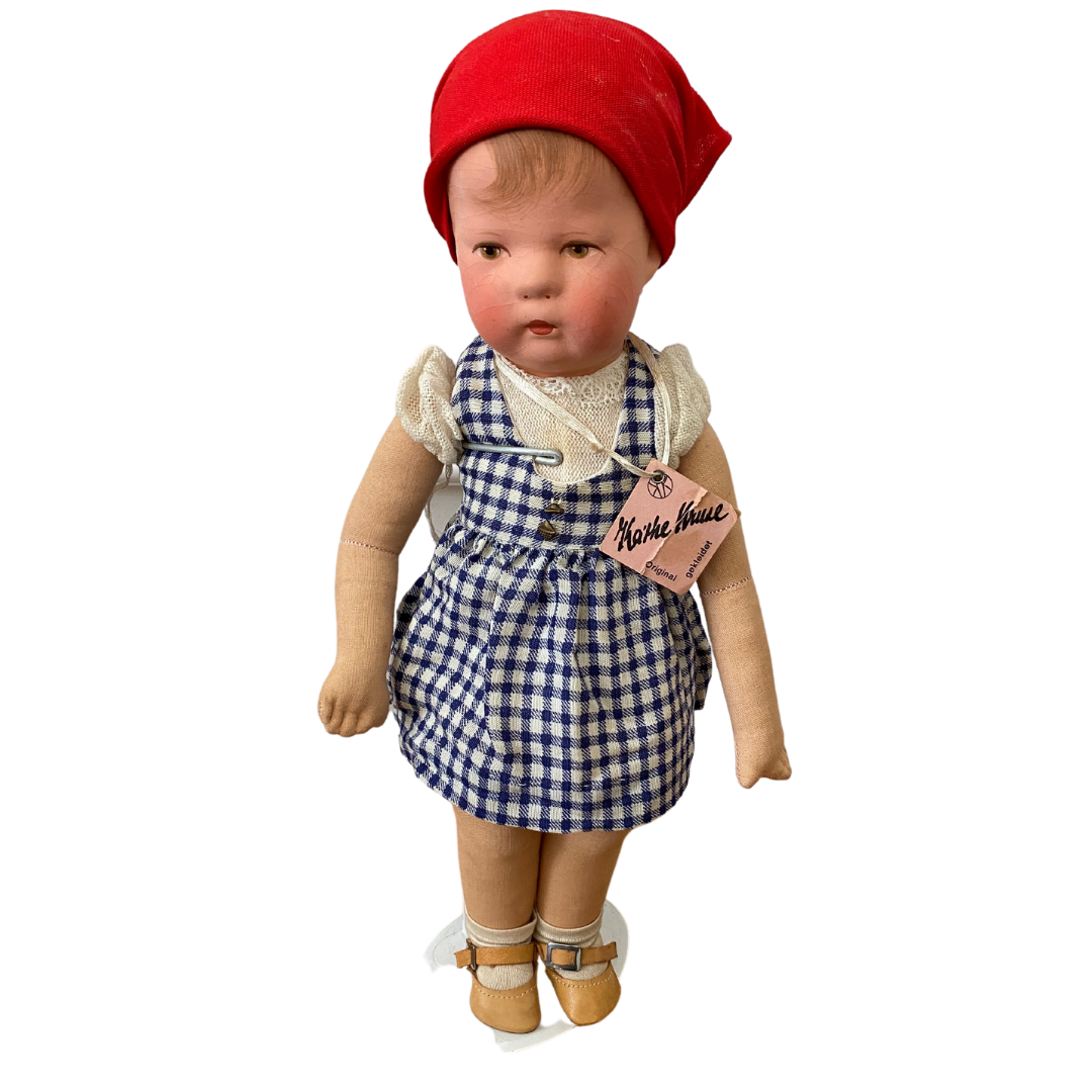 Kathe Kruse Vintage Doll & Stand Handcrafted In Germany
