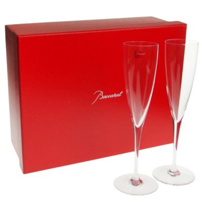 Baccarat Dom Perignon Flute Champagne Glass Boxed Set of 2