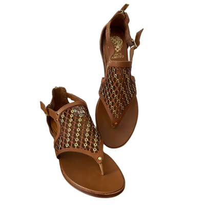 Vince Camuto Flat Zip Back Sandal Shoe Women's Size 9.5
