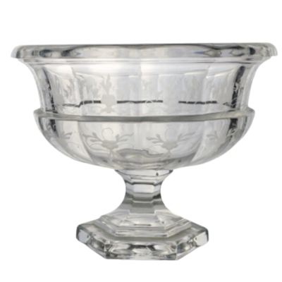 Tiffany & Co. Biedermeier Etched Footed Crystal Bowl