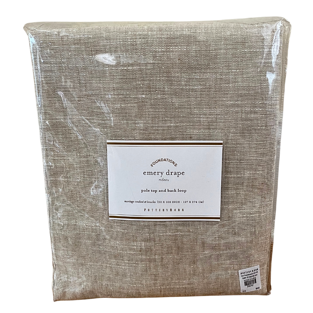 Pottery Barn Emery Drape Oatmeal Linen &amp; Cotton Panel 50&quot; x 108&quot;