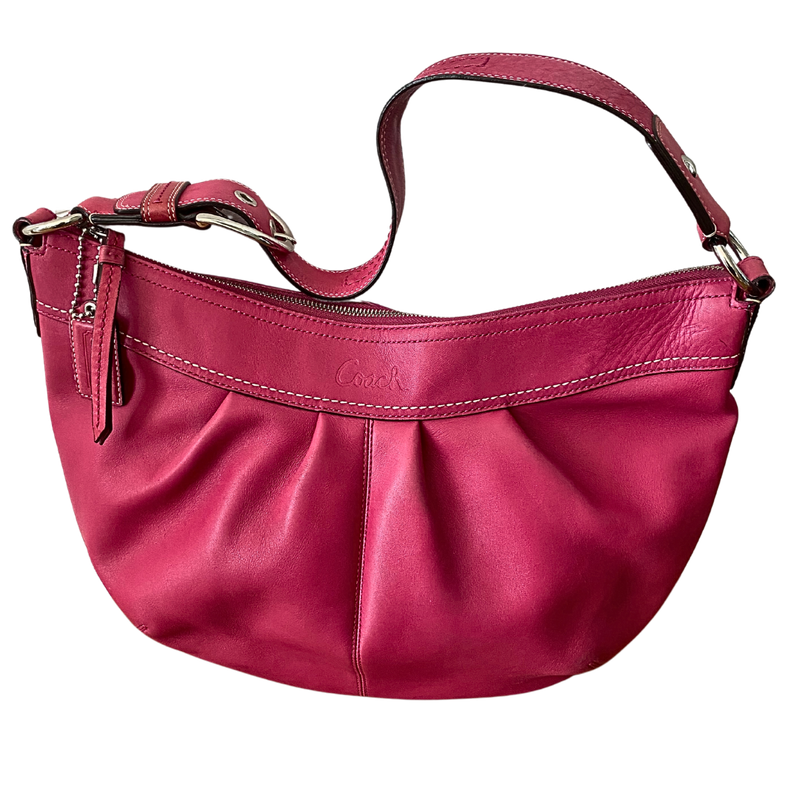 COACH Zip Top Pleated Shoulder Purse F13731