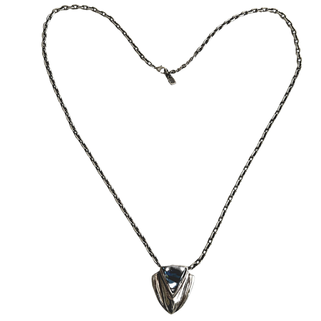 Uno De 50 Blue Crystal 20&quot; Link Chain Necklace