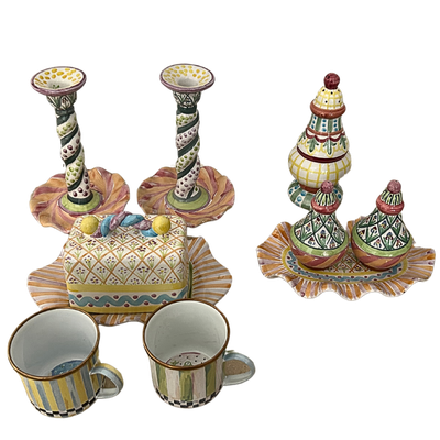 Mackenzie-Childs Whimsical Vintage Serving Set of 10 Pieces