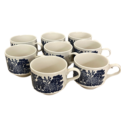 Blue Willow Churchill England Vintage Breakfast Mugs Set Of 8