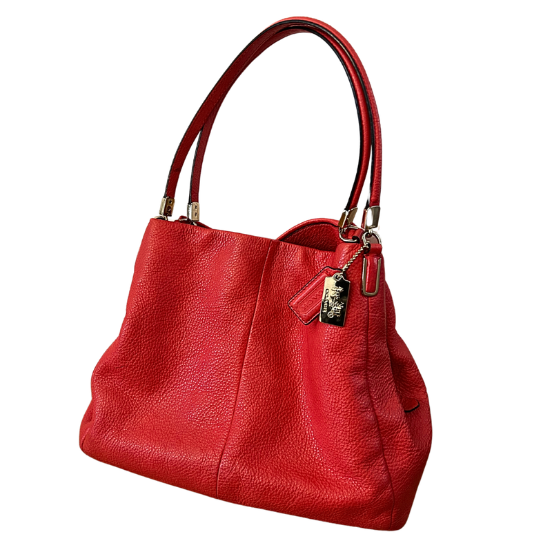 COACH Triple Compartment Pebble Grain Shoulder Purse 26224