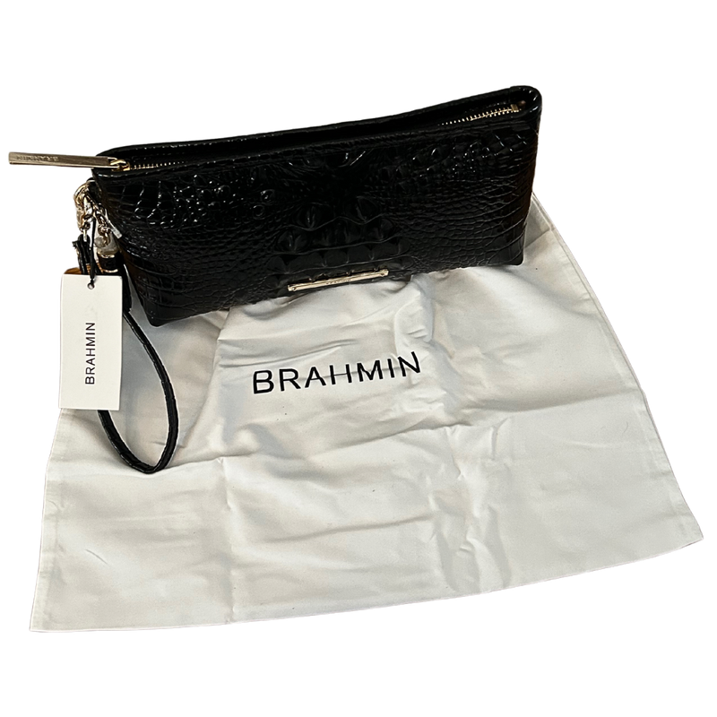 Brahmin Embossed Zip Top Wristlet Clutch Purse