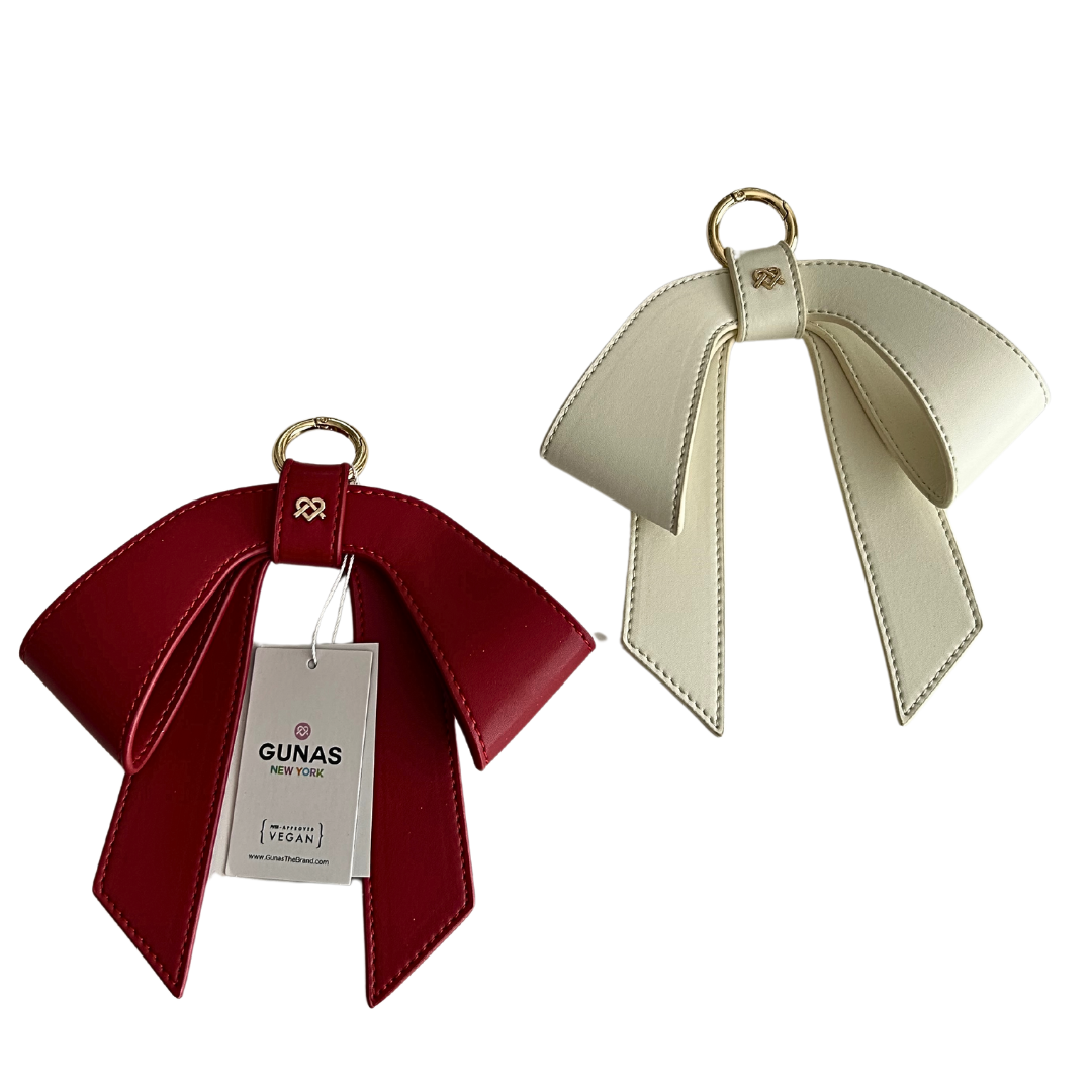 Gunas New York Vegan Faux Leather Bow Purse Accessory