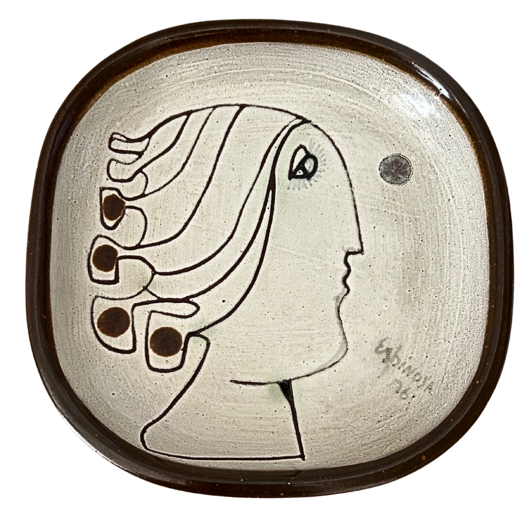 Susana Espinosa Signed 1976 Mid-Century Modern Pottery Abstract Plate