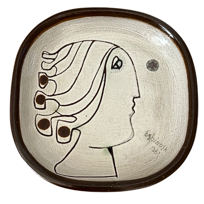 Susana Espinosa Signed 1976 Mid-Century Modern Pottery Abstract Plate