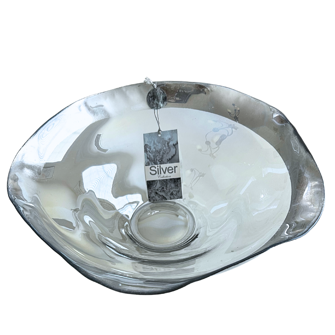 Silver Collection Made In Turkey Silver Rimmed Centerpiece/Serving Bowl