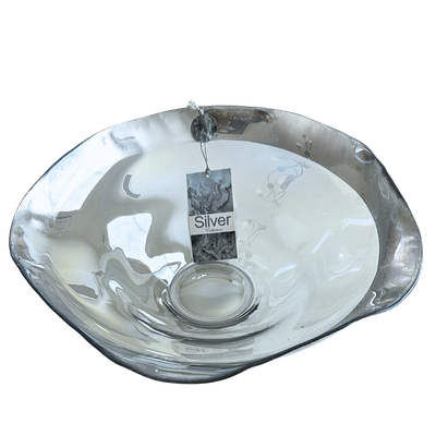 Silver Collection Made In Turkey Silver Rimmed Centerpiece/Serving Bowl