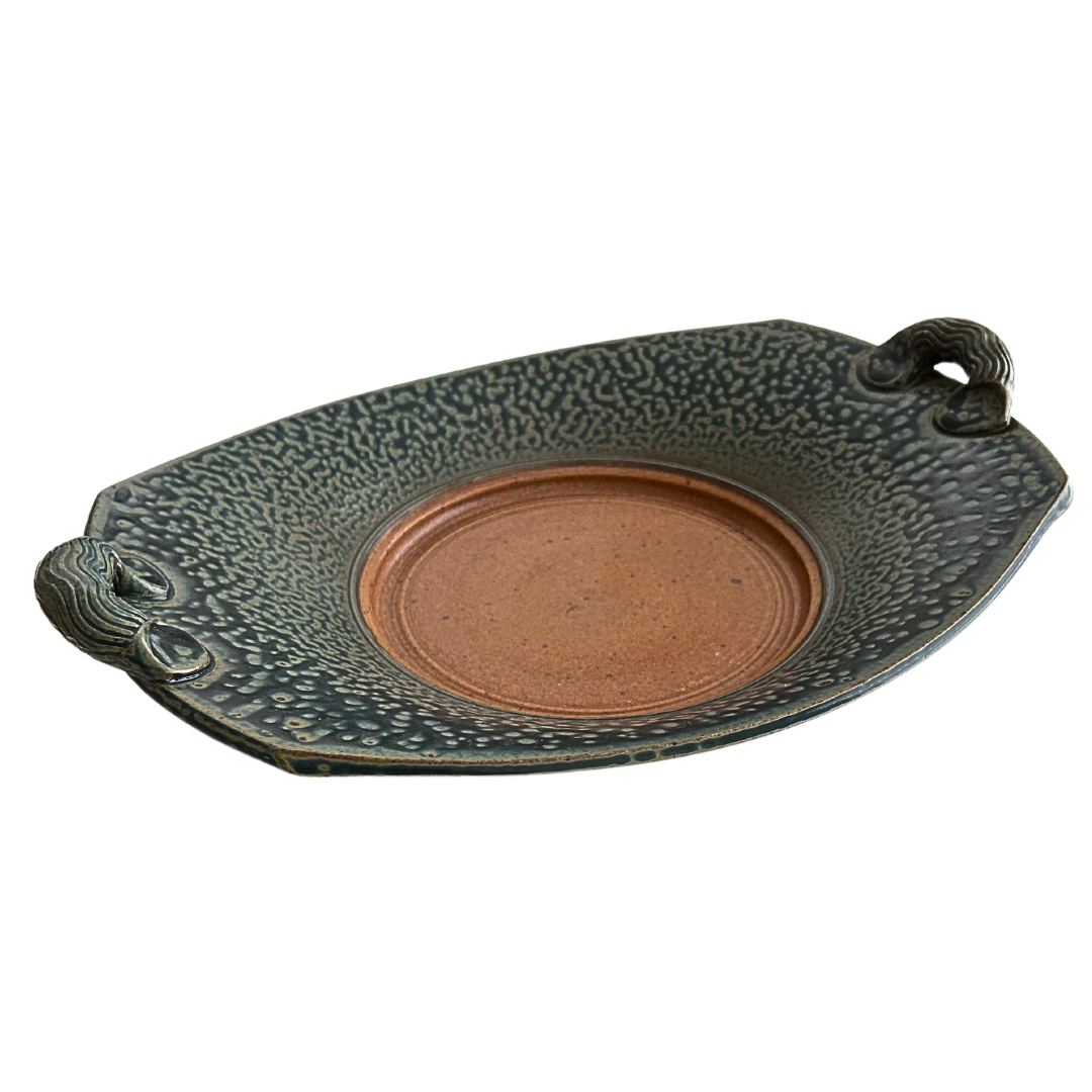 Royce Yoder Signed Studio Art Pottery Handled Serving Platter