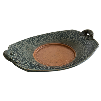 Royce Yoder Signed Studio Art Pottery Handled Serving Platter