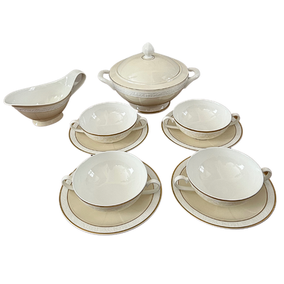 Villeroy &amp; Boch Ivoire Made In Germany Bone China Soup/Vegetable Server, Soup Bowls, and Gravy Boat Serving Set of 11