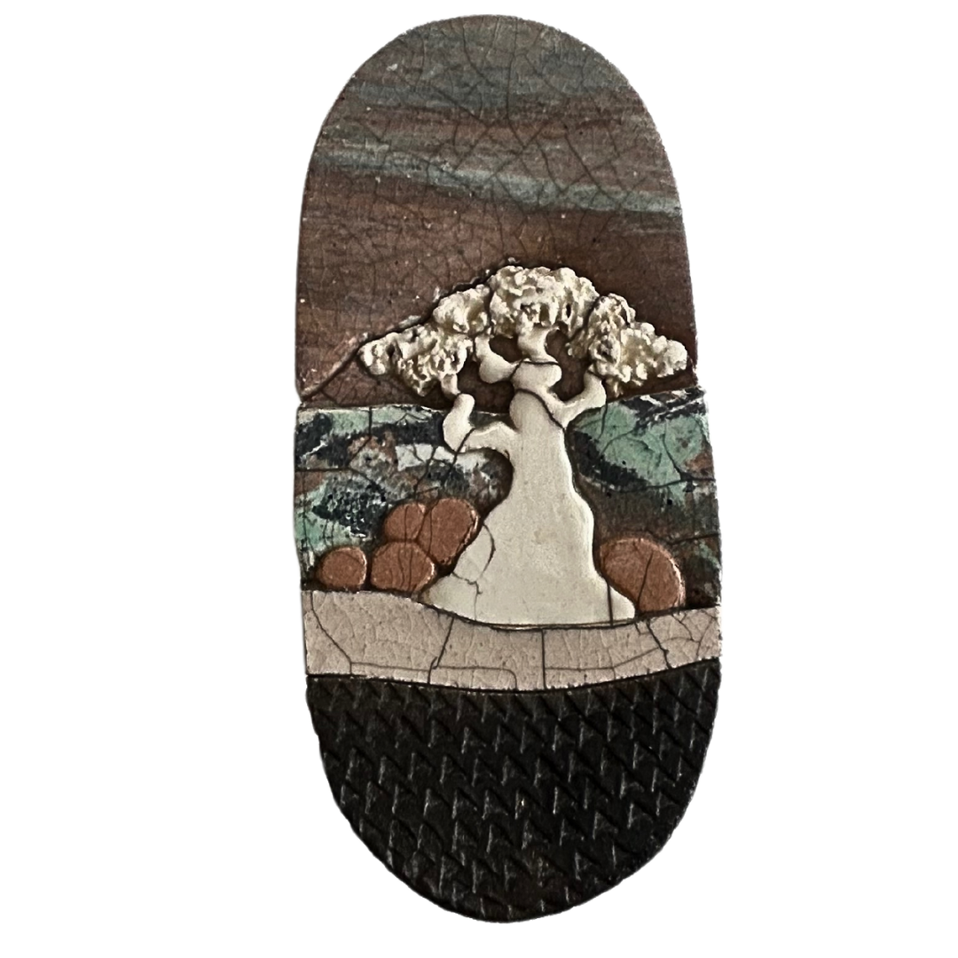 Bill Herb 1992 Signed Cypress Tree Raku Ceramic Dimensional Pottery
