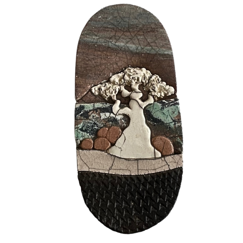 Bill Herb 1992 Signed Cypress Tree Raku Ceramic Dimensional Pottery