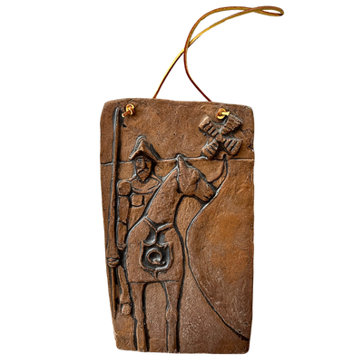 Isla del Sol Red Wave Clay Art Man on Horse Made In Puerto Rico