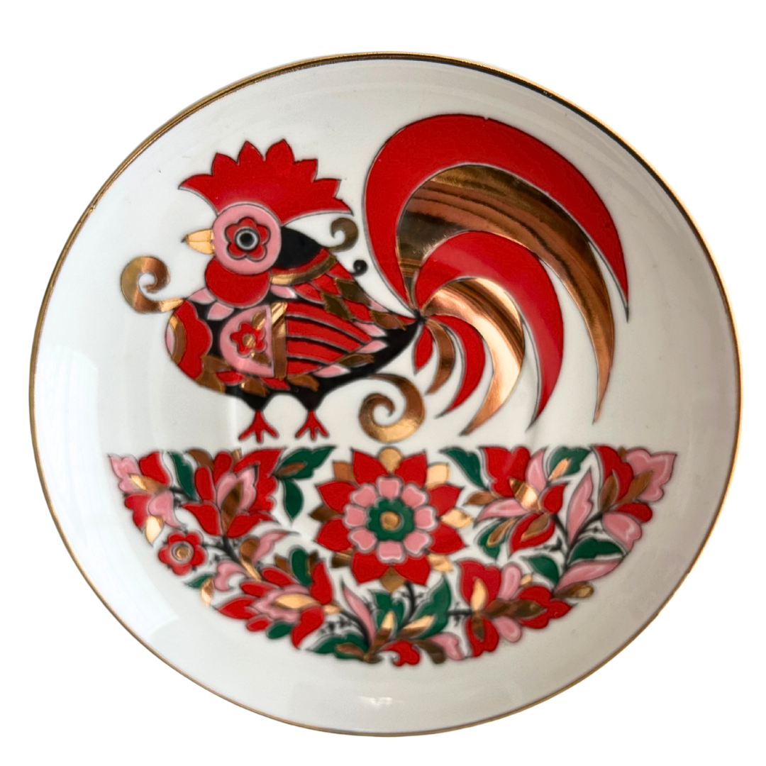 LOMONOSOV LFZ Porcelain Rooster 6&quot; Plate Made In Russia