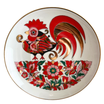 LOMONOSOV LFZ Porcelain Rooster 6&quot; Plate Made In Russia